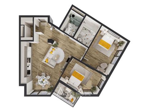 Solomon Construct! Botanica, str. Grenoble, 2 cameră + living. Varianta albă! GRENOBLE RESIDENCE!: 3