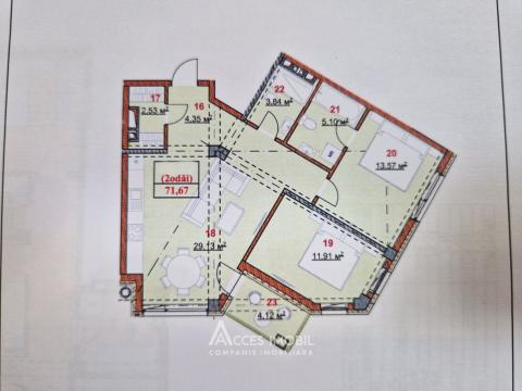 Solomon Construct! Botanica, str. Grenoble, 2 cameră + living. Varianta albă! GRENOBLE RESIDENCE!: 4