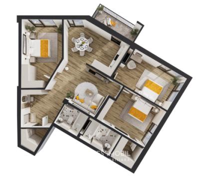 Solomon Construct! Ботаника, ул. Гренобле, 3 комнаты + гостиная. Белый вариант! GRENOBLE RESIDENCE!: 8