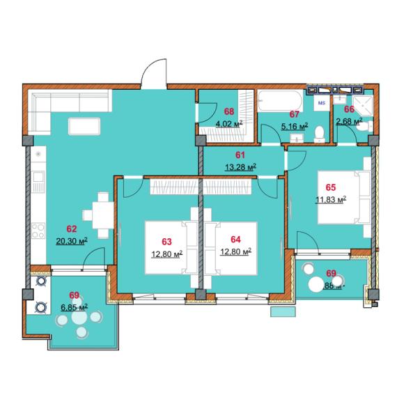 Penthouse! Solomon Construct! Grenoble street, 3 rooms + living. GRENOBLE RESIDENCE!: 13