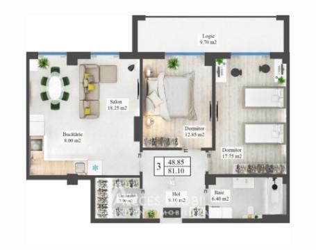 Inamstro! Centru, str. N. Testemițanu, 2 camere + living. Variantă albă!: 3