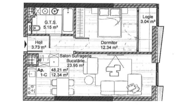 NG Invest! Rascani, Spartacus/Renasterii street, 1 room + living. White version!: 6