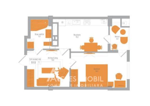 Braus Millennium Park! Новострой! Телецентр, шос. Хынчешть, 1 комната + гостиная! Белый вариант!: 6