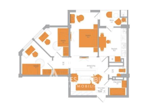 Braus Millennium Park! Bloc Nou! Telecentru, șos. Hâncești, 3 camere + living! Variantă albă!: 6