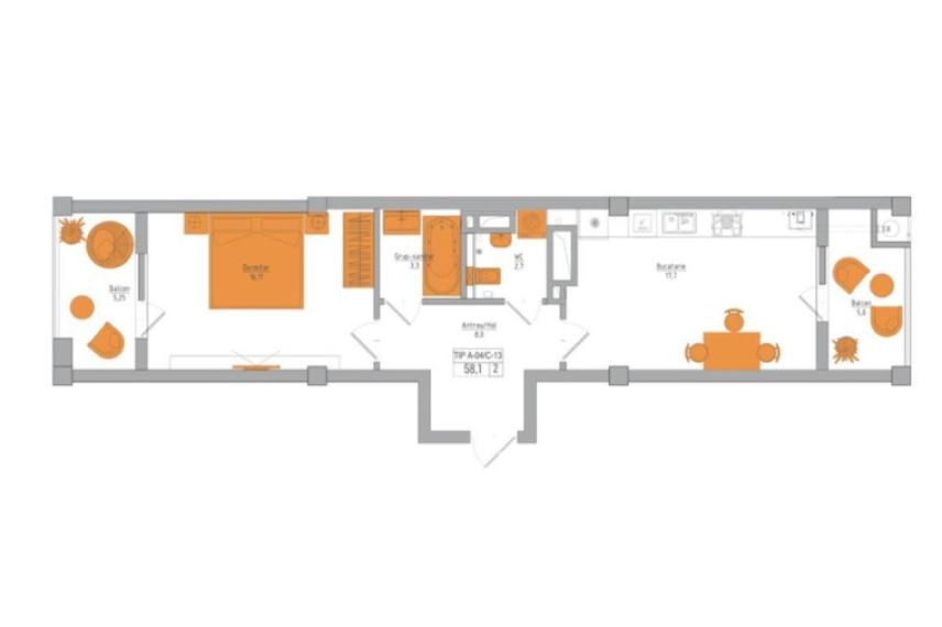 Braus Millennium Park! New Block! Telecenter, Hincesti street, 1 room + living! White version!: 6