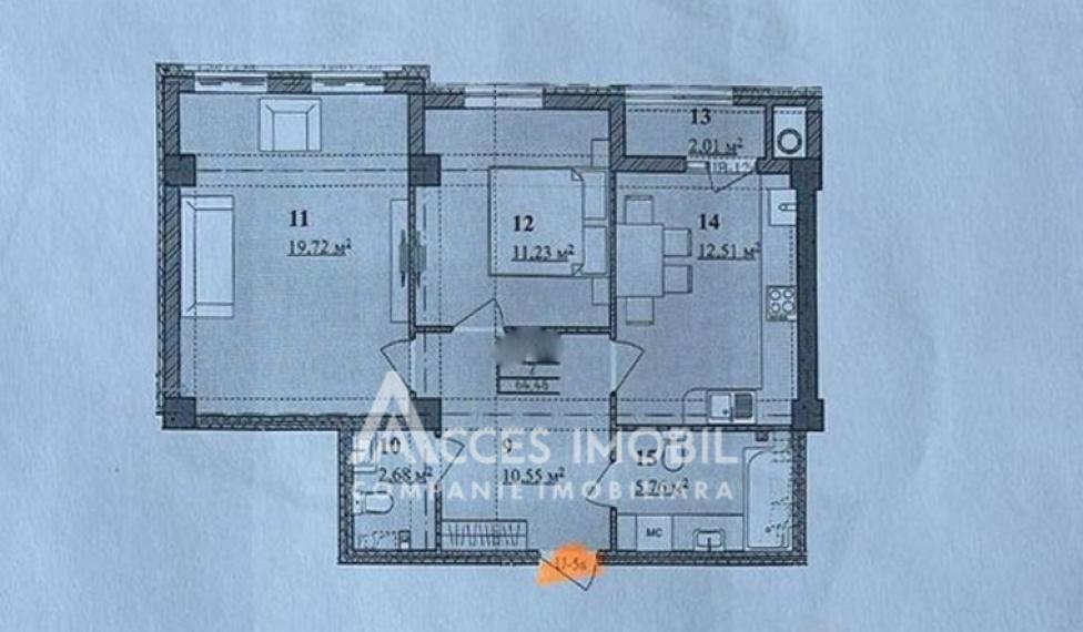 Lagmar! str. Ceucari, Poșta Veche, 2 camere + living. Variantă albă!: 2