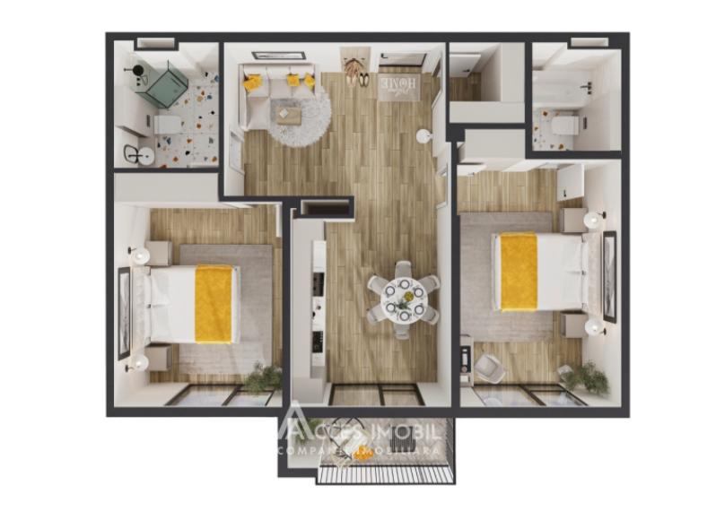 Solomon Construct! Botanica, str. Grenoble, 2 cameră + living. Varianta albă! GRENOBLE RESIDENCE!: 5