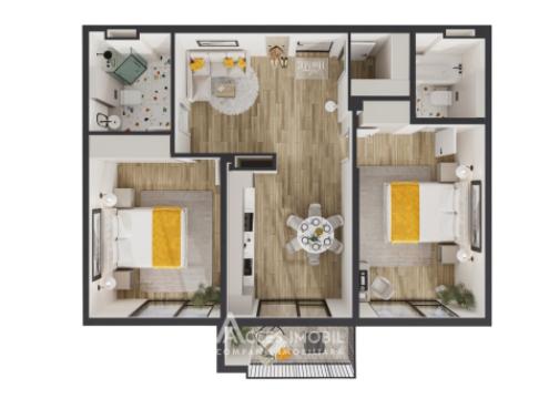 Solomon Construct! Botanica, str. Grenoble, 2 cameră + living. Varianta albă! GRENOBLE RESIDENCE!: 5