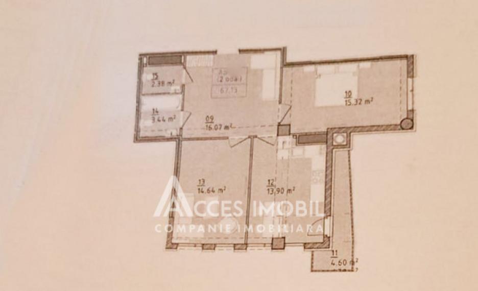 Lagmar! str. Ceucari, Poșta Veche, 2 camere + living. Variantă albă!: 2