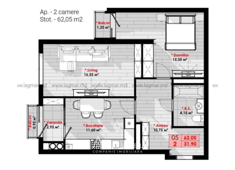 Lagmar! Râșcani, str. Cornești, 2 camere + living. Variantă albă!: 2