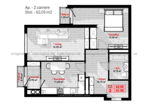 Lagmar! Râșcani, str. Cornești, 2 camere + living. Variantă albă!: 2