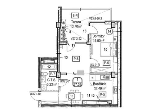 Horus City! Râșcani, str. Tudor Vladimirescu, 1 cameră + living. Variantă albă!: 3