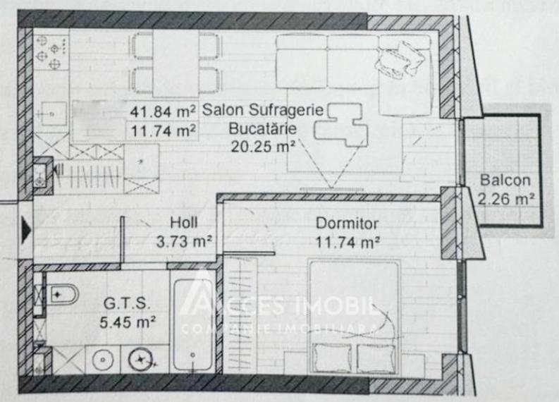 Milanin Nixon! Râșcani, str. Spartacus/Renașterii Naționale, 1 cameră + living. Variantă albă!: 3