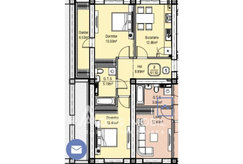 Bloc Nou! Dumbrava, str. Durlești, 2 camere + living. Variantă Albă!: 9