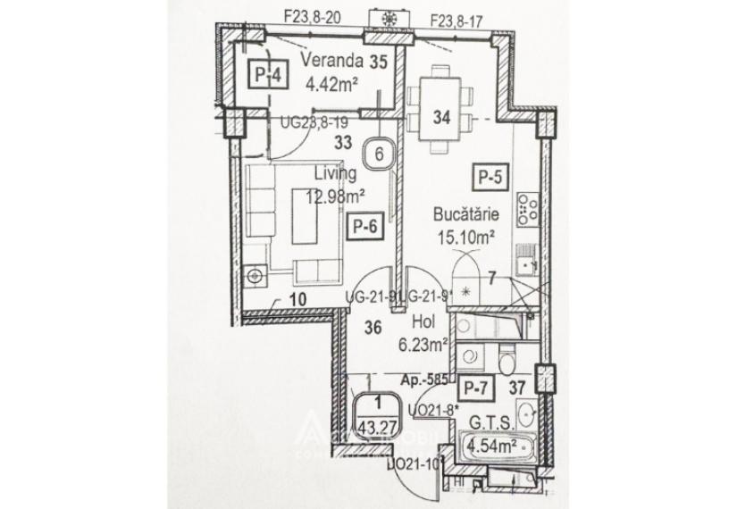 Horus City! Râșcani, str. Tudor Vladimirescu, 1 cameră + living. Variantă albă!: 2