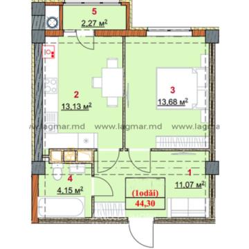 Lagmar! str. Ceucari , Poșta Veche, 1 cameră + living. Variantă albă!: 7