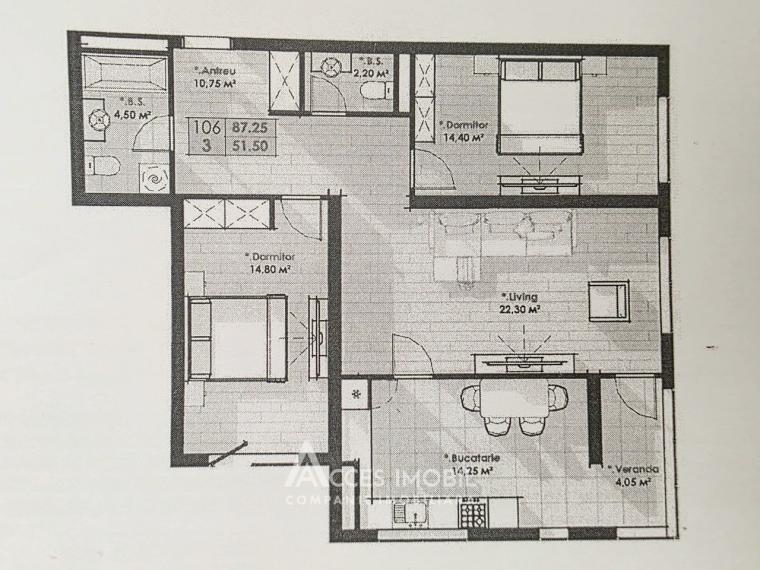 Lagmar! Râșcani, str. Cornești, 3 camere + living. Variantă albă!: 14