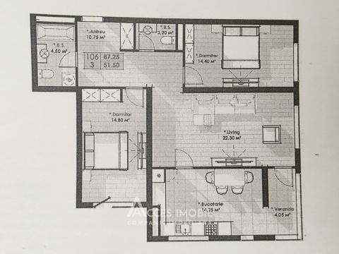 Lagmar! Râșcani, str. Cornești, 3 camere + living. Variantă albă!: 14