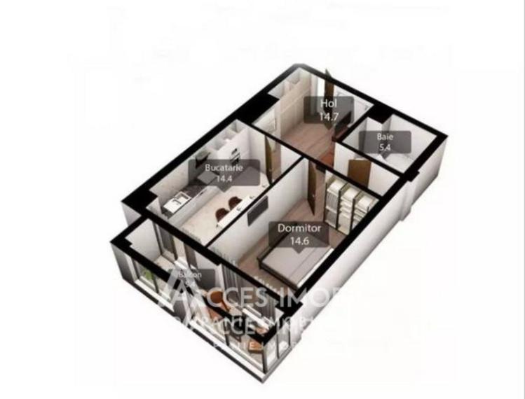 Ecovzor! Poșta Veche, str. Iazului, 1 cameră + living. Variantă albă!: 14